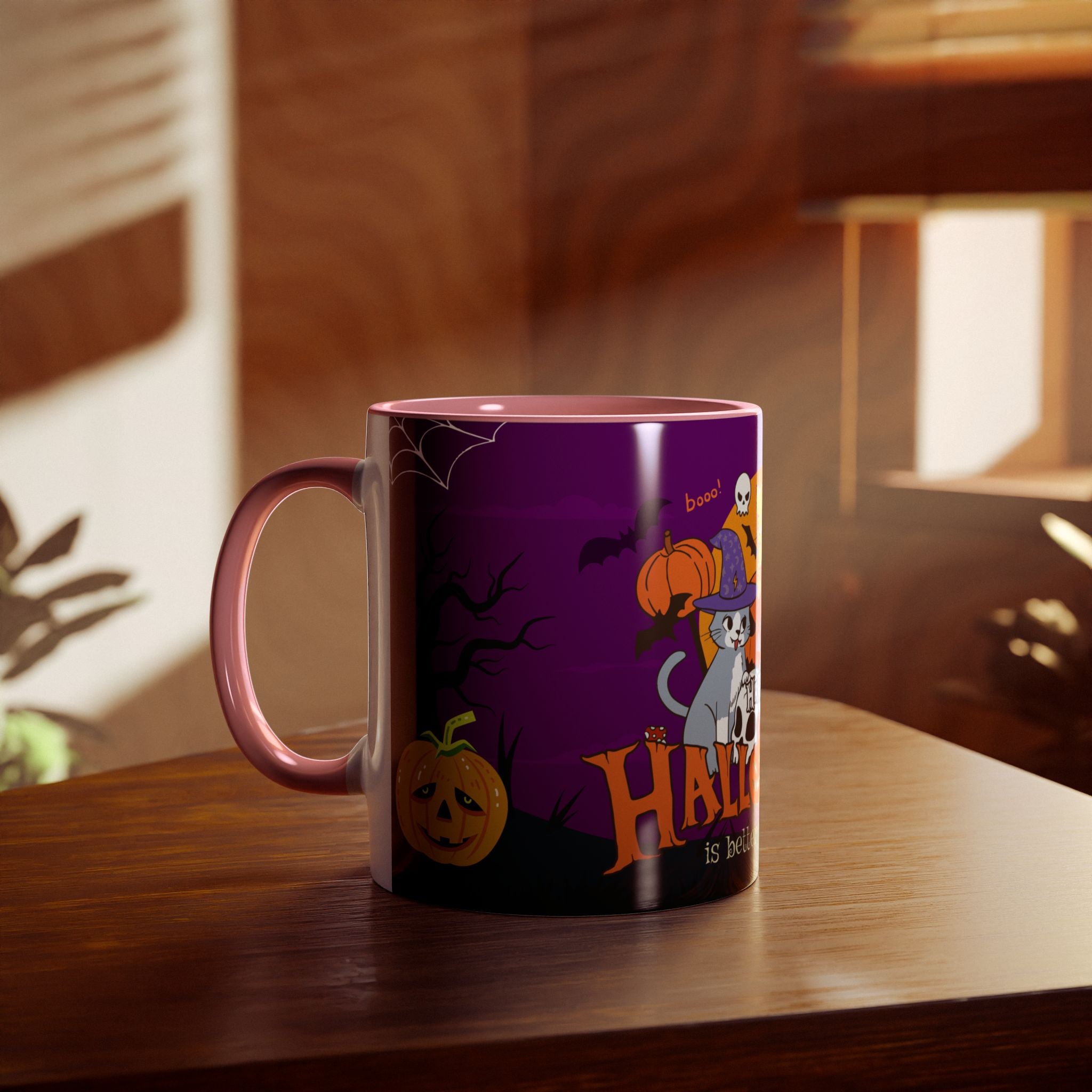 Happy Halloween is Better with Cats | Two-Tone Coffee Mugs
